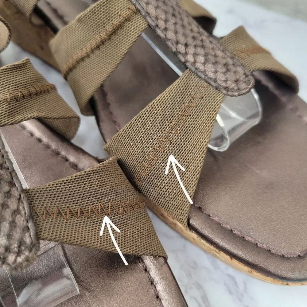 Donald Pliner Vintage Cork Wedge Slide Sandals with Snakeskin Leather Accent